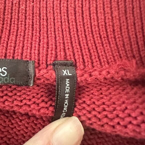 Daisy Fuentes Womens XL Sweater Cardigan Full Zip Red Mock Neck Burgundy - Picture 4 of 7